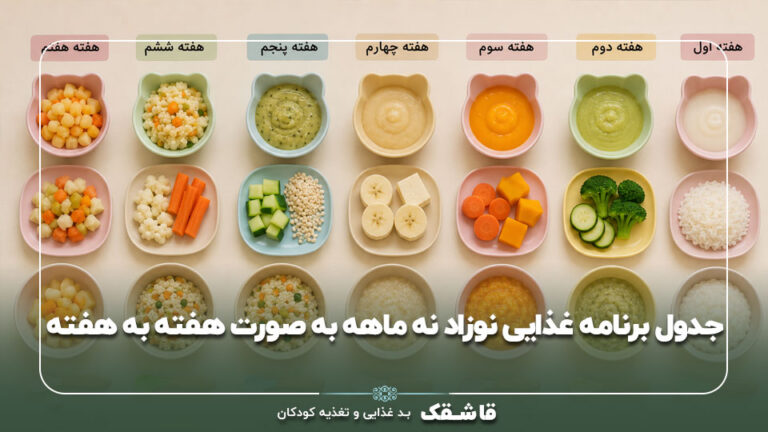 جدول برنامه غذایی نوزاد نه ماهه به صورت هفته به هفته 7 جدول برنامه غذایی نوزاد نه ماهه به صورت هفته به هفته
